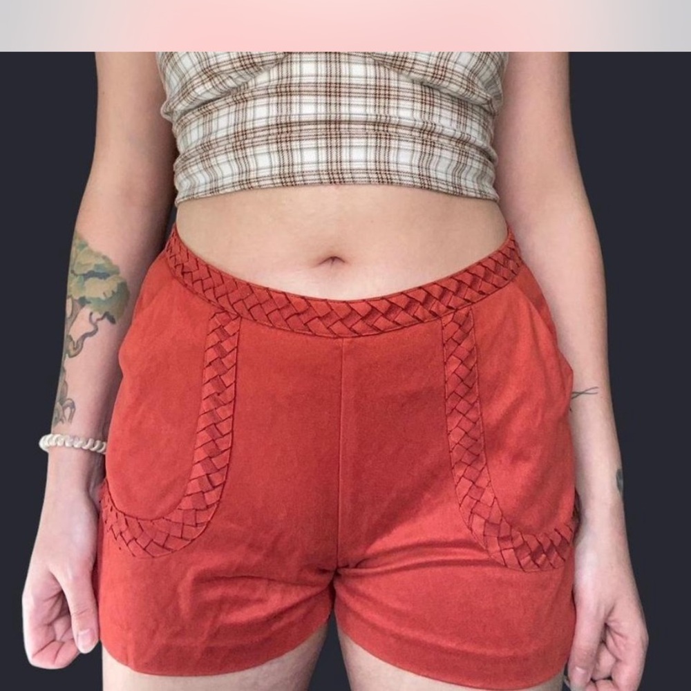 Women's Orange Braided Shorts